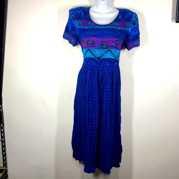 Vintage Dresses & Skirts - Just in Thyme Ltd vintage blue ocean themed dress size 14P
